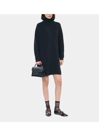 Robe Pull Courte En Cachemire Noir Femme