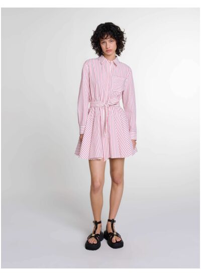 Robe courte à rayures et strass