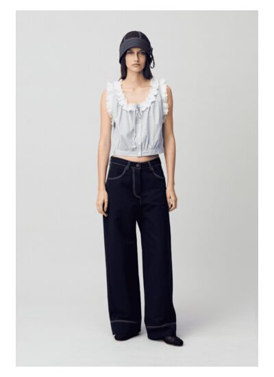 Top dentelle à carreaux