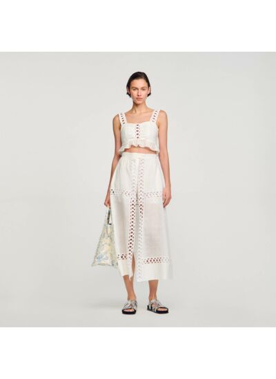 Jupe short longue en lin mélangé