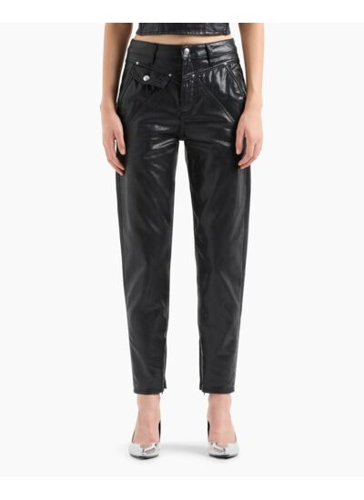 Pantalon 5 poches - noir brillant enveloppé d