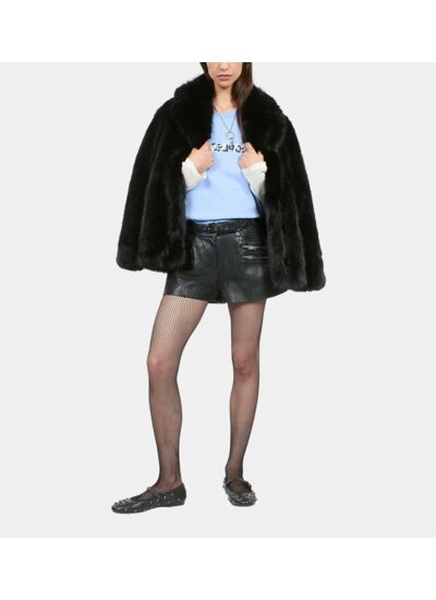 Short En Cuir Noir Femme
