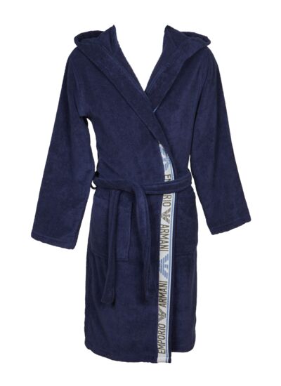 Peignoir de bain tissé unisexe - bleu marine
