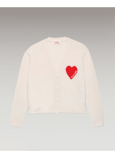 Pull Cardigan Coeur Léger