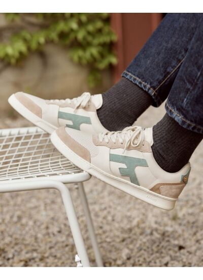 Baskets basses écrues & bleu clair