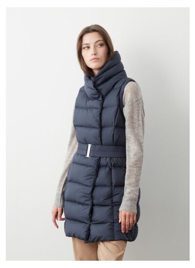 Veste sans manches matelassée mate avec ceinture