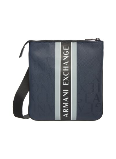 Sac bandoulière plat homme - bleu marine/gris mirage
