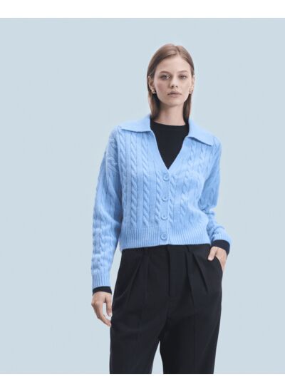 Pull Cardigan à Cotes