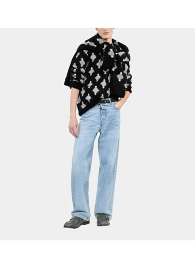 Pull À Losanges En Laine Et Alpaga Noir Et Gris Homme