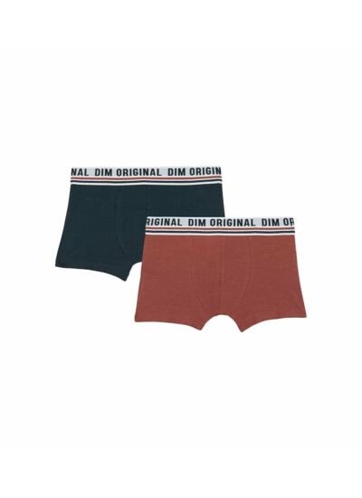 Lot de 2 boxers coton stretch Bleu Rouge ceinture rétro Dim Originals