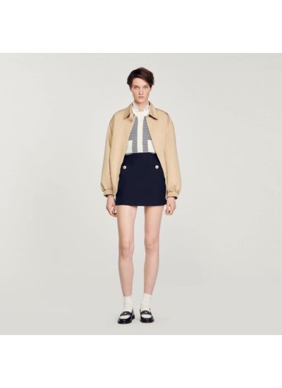 Jupe courte en twill de laine