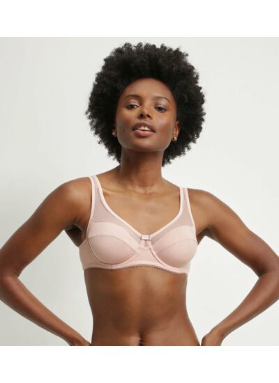 Soutien-gorge emboitant en coton bio et plumetis Rose Generous
