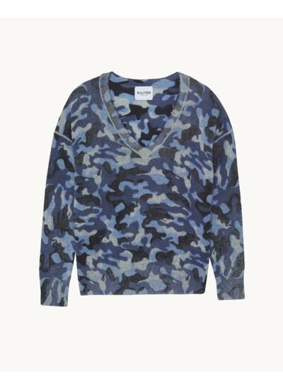 Pull Wendy Camou Pull cachemire femme col v boyfriend