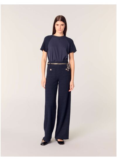 Pantalon en tweed à ceinture chaîne