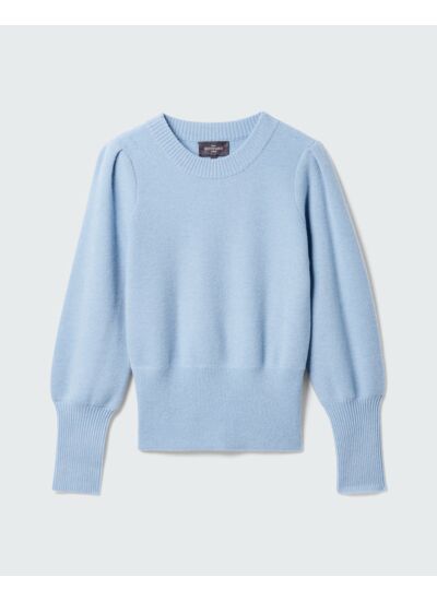 Pull col rond manches ballon - Femme - BLEU RIF