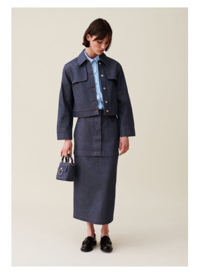 Veste denim foncé large