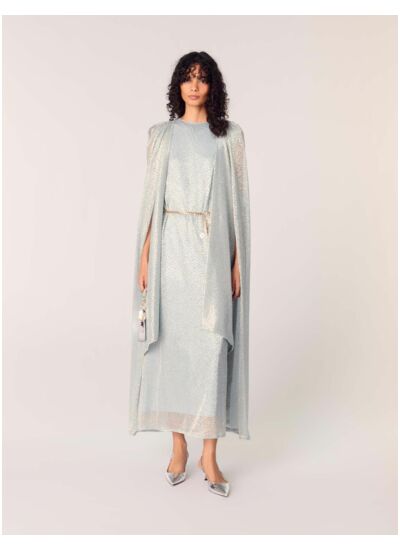 Robe longue à cape en lurex