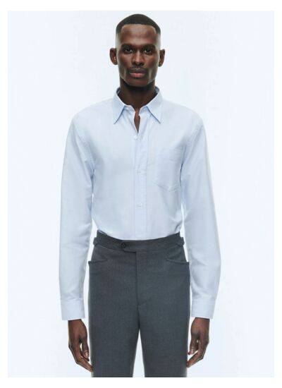 Chemise à col hirondelle en coton Oxford
