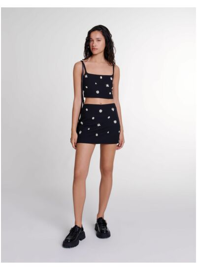 Short trompe l'œil à strass