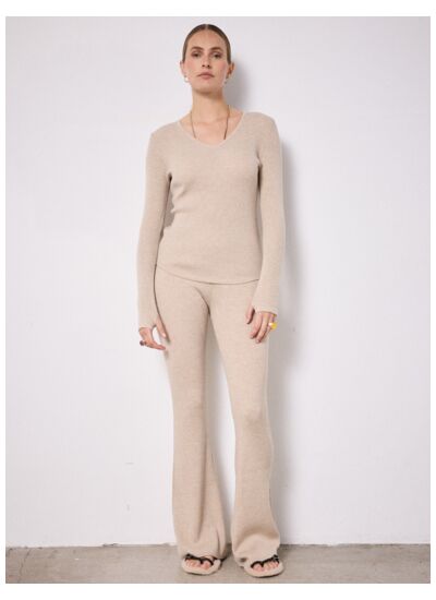 Pantalon laine Renée BEIGE CHINE