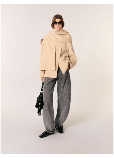 Manteau double face à écharpe