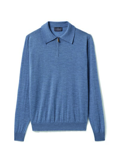 Polo zippé ultrafin - Homme - BLEU MONTAGNE