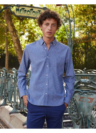 Chemise Gaston Contemporaine en coton recyclé bleu