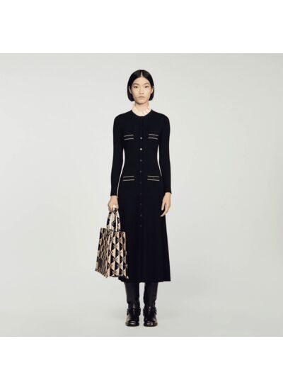 Robe longue en maille côtelée