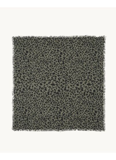 Grand Bandana Hachiko Leopard kaki chiné