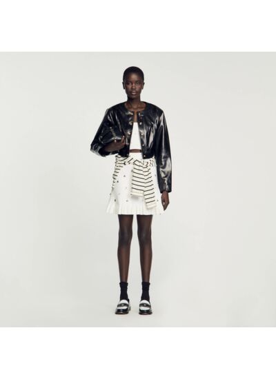 Blouson en cuir glacé