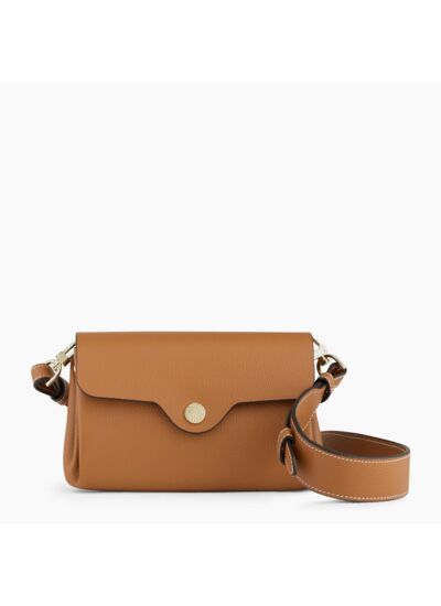 Pochette à rabat avec bandoulière amovible Sans couture en cuir grainé