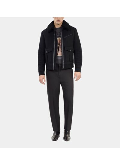 Blouson Aviateur En Laine Mélangée Noir Homme