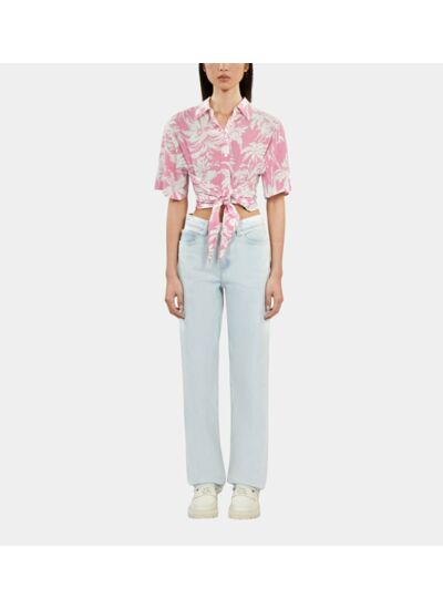 Jean Droit Bleu Clair Décoloré Femme