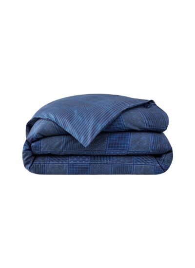 Kenzo - Housse de couette en satin de coton bleu, K Sashiko