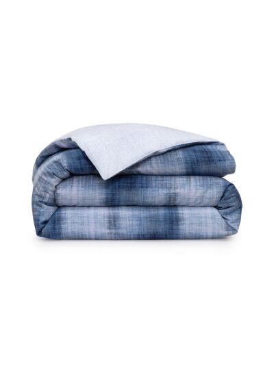 Lacoste - Housse de couette en satin de coton lavé bleu, L Denim