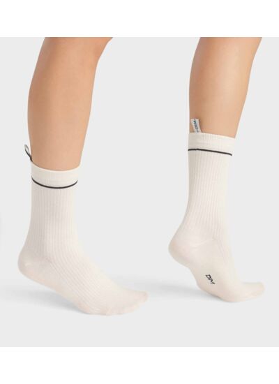 Chaussettes unisexes en coton modal côtelé Crème Dim Icons