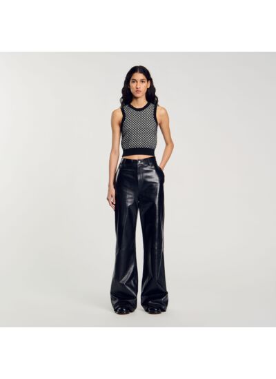 Top en maille à carreaux