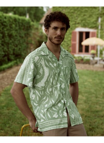 Chemise kaki & écru