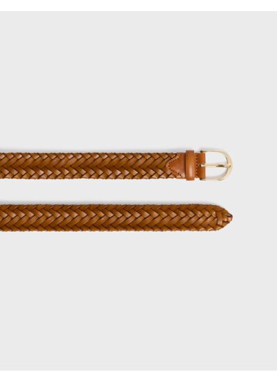 Ceinture femme en cuir tressé à la main marron