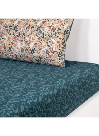 Olivier Desforges - Drap housse en satin de coton lavé vert, Belcanto