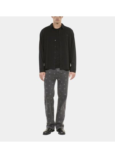 T-Shirt Manches Longues Style Chemise Noir Homme