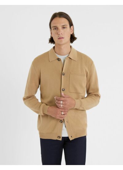 Cardigan Edouard en laine mérinos beige