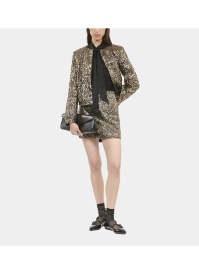 Jupe Courte À Sequins Dorée Femme