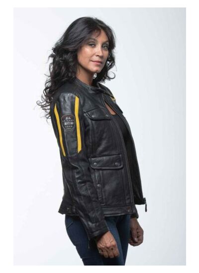Blouson Cuir 24h Le Mans Femme Hill4 noir