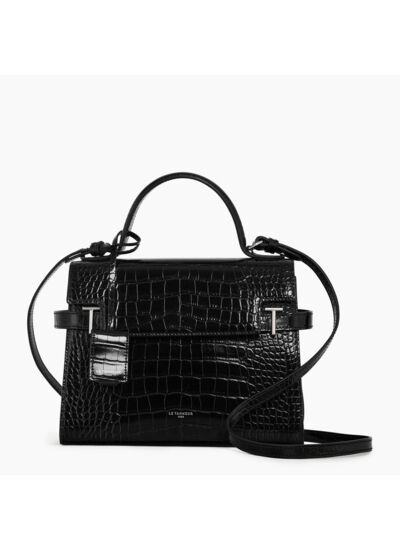 Sac à main à rabat moyen modèle Emilie en cuir effet croco