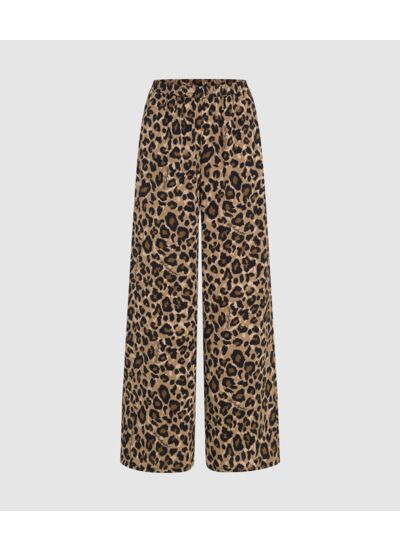 LEOPARD AOP WIDE LEG PANTS