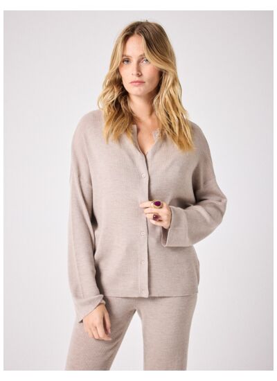 Chemise en laine au bégonia TERRE_FUMEE