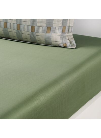 BOSS Home - Drap housse en satin de coton vert, Manifesto
