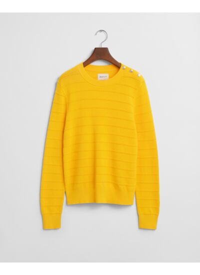 Textured Cotton Crew Neck Sweater