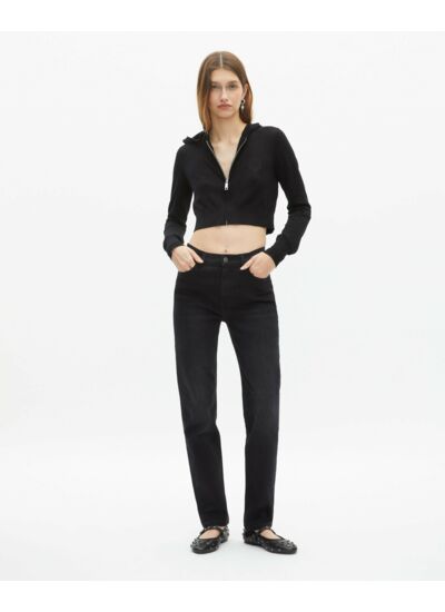 Cardigan À Capuche En Laine Noir Femme